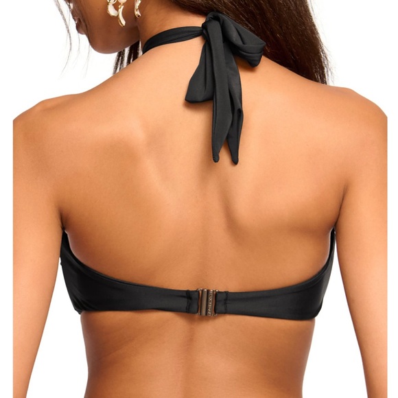 Ramy Brook Black Twist-Front Halter Bikini Set Penelope Bottom Arielle Top - Picture 4 of 11